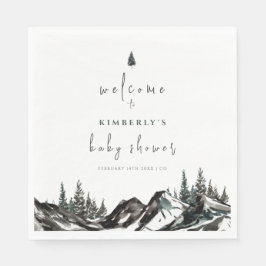 Adventure Mountain Forest Baby Dusche Willkommen Serviette