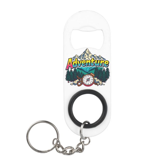 Adventure Mountain – Outdoor Hiking Nature Design  Mini Flaschenöffner (Vorderseite)