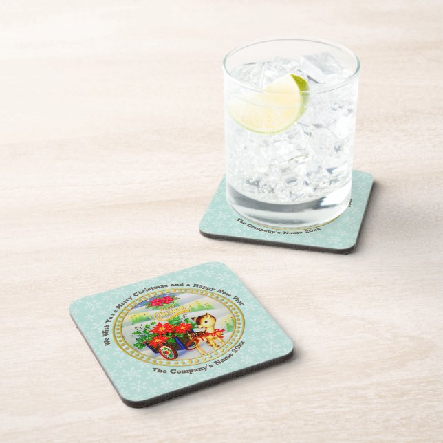 Adventure Park Vintage Weihnachten Rentier & Blume Getränkeuntersetzer (Rechte Seite)