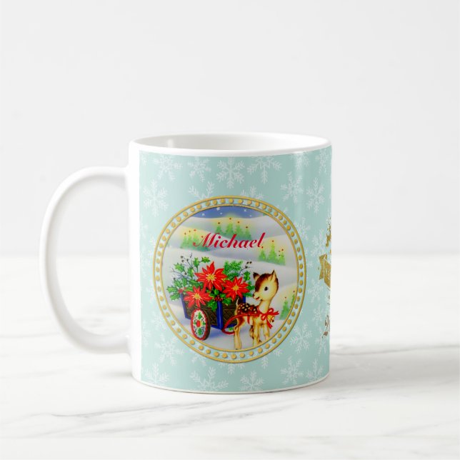 Adventure Park Vintage Weihnachten Rentier & Blume Kaffeetasse (Links)