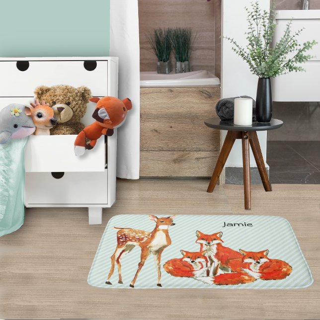 Adventure Personalisiert Fox Deer Childrens Badematte (Von Creator hochgeladen)