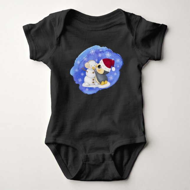 Adventure Pinguin und Snowman Baby Bodysuit Strampler (Vorderseite)