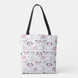 Adventure Pink & White Dog Muster Tote Bag - Niedl