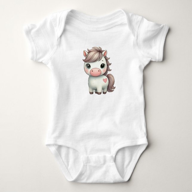 Adventure Pony mit Heart Baby Bodysuit Strampler (Vorderseite)