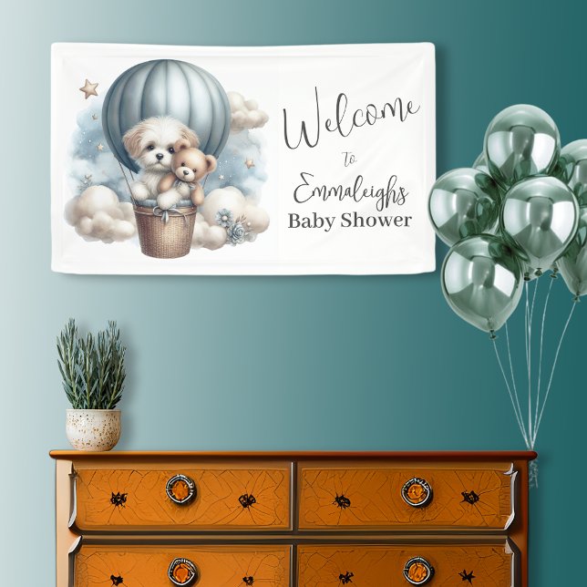 Adventure Puppy Bear Balloon Baby Dusche Willkomme Banner (Von Creator hochgeladen)