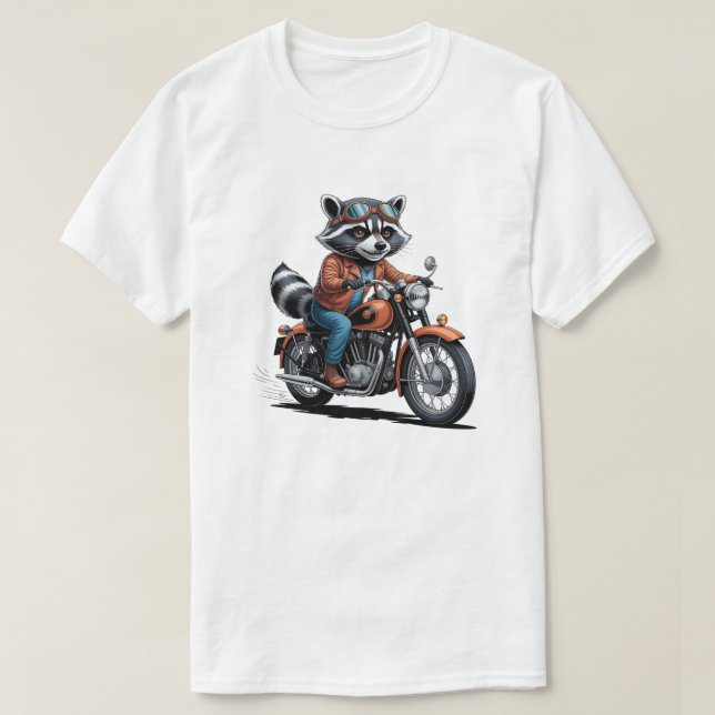 Adventure Raccoon Biker Classic Motorcycle Graphic T-Shirt (Design vorne)