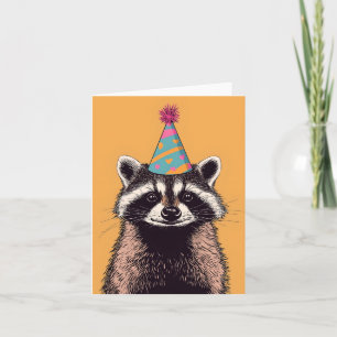 Adventure Raccoon Birthday Card - Fun Party Design Karte