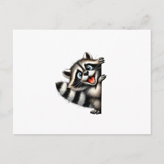 Adventure Raccoon Weihnachten Flüchtige Blick - Ni Postkarte (Vorderseite)