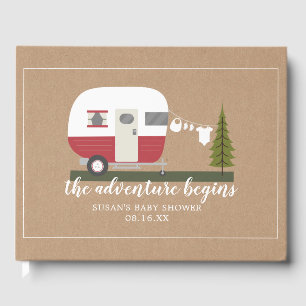 Adventure Retro Camper Trailer Neutral Baby Shower Gästebuch