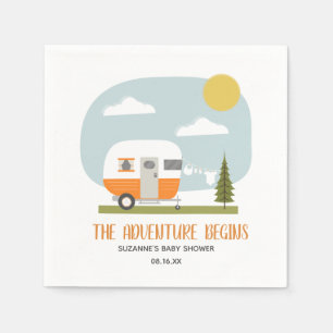 Adventure Retro Orange Camper Neutral Baby Dusche Serviette