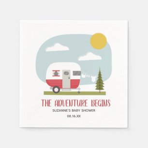 Adventure Retro Red Camper Neutral Baby Dusche Serviette
