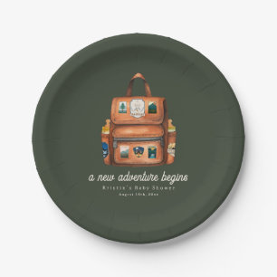 Adventure Rucksack + Flaschen Green Baby Dusche Pappteller