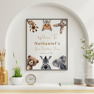 Adventure Safari Animals Geburtstag Begrüßungszeic Poster