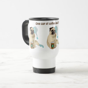 Adventure Sleepy Mops Puppy Coffee Personalisiert Reisebecher