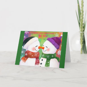 Adventure Snowman Couple Weihnachtskarte Karte