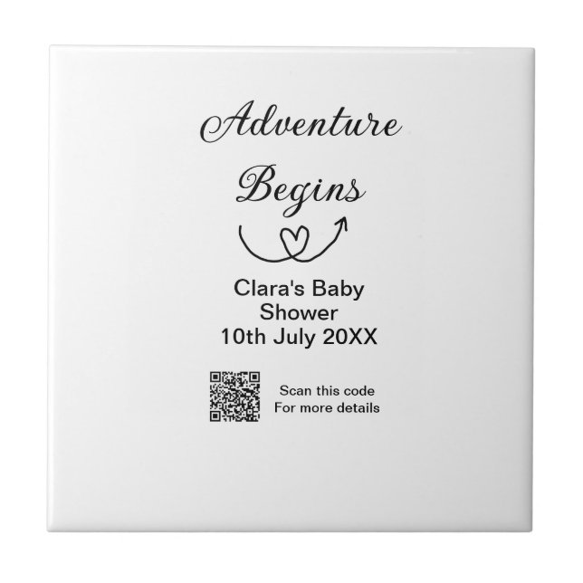 Adventure startet Baby Dusche Scan QR Fliese (Vorderseite)