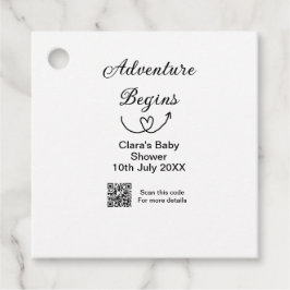 Adventure startet Baby Dusche Scan QR Geschenkanhänger