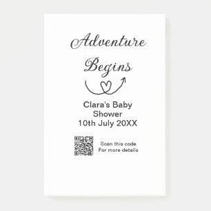 Adventure startet Baby Dusche Scan QR Post-it Klebezettel
