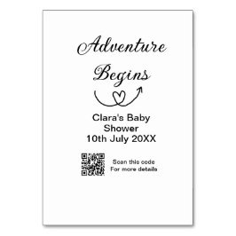 Adventure startet Baby Dusche Scan QR Tischnummer