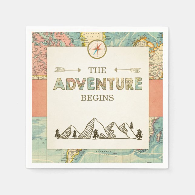 Adventure startet Paper Napkin World Map Travel Serviette (Vorderseite)