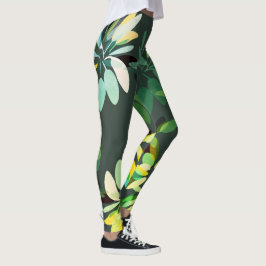 Adventure Style Bright Green Folies Print Leggings