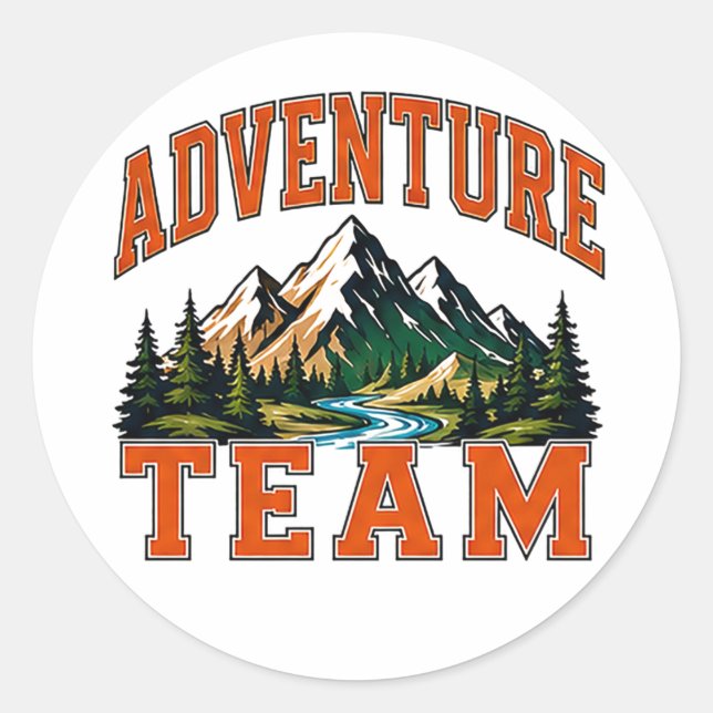 🏔️ Adventure Team Mitarbeiter Typography 👕 Runder Aufkleber (Vorderseite)