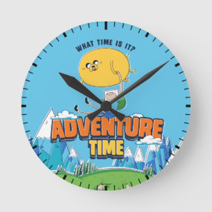 Adventure Time   Jake Floating With Finn Runde Wanduhr