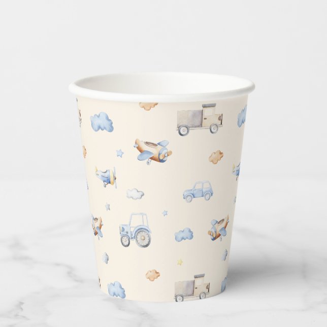 Adventure Transportation Boy Baby Shower Pappbecher (Vorderseite)