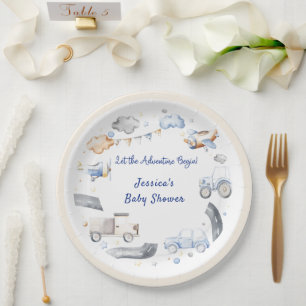 Adventure Transportation Boy Baby Shower Pappteller