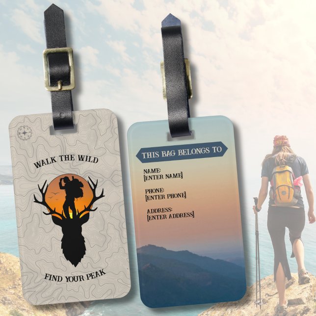 Adventure Travel Hiking Wilderness Gear Gepäckanhänger (Identify your outdoor adventure gear instantly with a rugged wilderness luggage tag!)