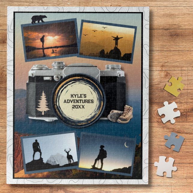 Adventure Travel Keepsake Photo Collage Puzzle (Capture the rugged spirit of the trail with this unique Hiking Adventure Photo Puzzle)