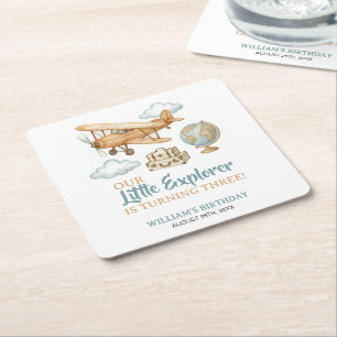 Adventure Travel Little Explorer Geburtstag Rechteckiger Pappuntersetzer