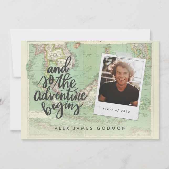 Adventure travel Vintage Karte Foto Abschluss (Vorderseite)