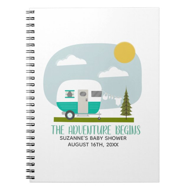 Adventure Turquoise Camper Baby Showbook Notizblock (Vorderseite)