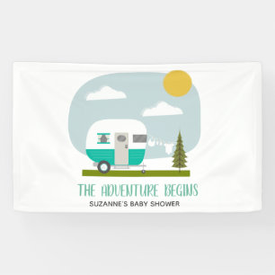 Adventure Turquoise Retro Camper Boy Baby Dusche Banner
