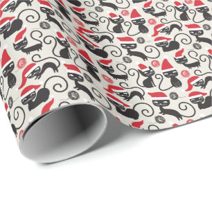 Adventure Vintage Christmas Cats in Weihnachtsmann Geschenkpapier