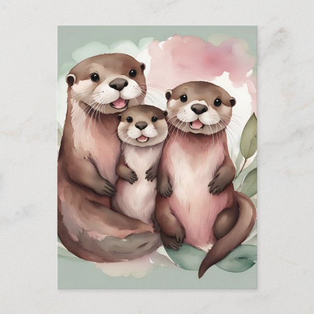 Adventure Water Color Otter Postkarte (Vorderseite)