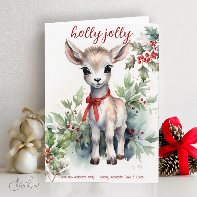 Adventure Watercolor Kinderziege Karte (goat lover's Christmas Cards - baby goats in watercolor - 7th in a series of 8  #zazzlemade)