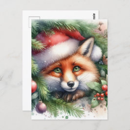 Adventure Watercolor Red Fox Weihnachten Postkarte