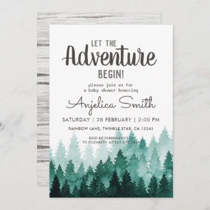 Adventure Watercolor Rustic Woodland Babydusche Einladung
