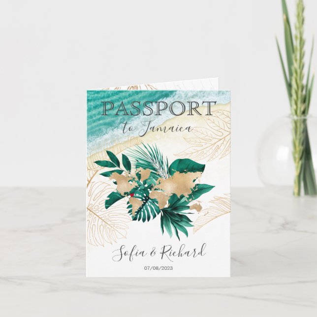 Adventure Wedding Destination Passport - Weltkarte Einladung (Vorderseite)