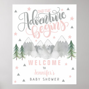 Adventure Welcome Sign Pink Poster