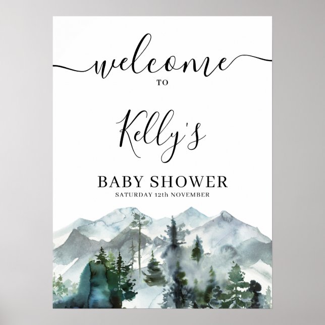 Adventure Wilderness Baby Dusche Begrüßungszeichen Poster (Vorne)