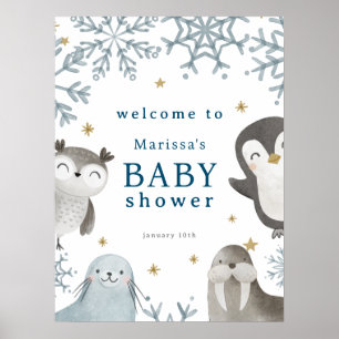 Adventure Winter Arctic Animals Baby Dusche Willko Poster