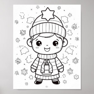 Adventure Winter Christmas Coloring Poster