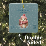 Adventure Winter Igel Baby Birth Stats Details Keramikornament<br><div class="desc">Erleben Sie das Wesen Ihrer kleinen Ankunft mit unserem Winter Igel Baby Birth Stats Keramik Ornament. Mit einem beliebten Winter-Igel in Aquarell und Schal fügt dieses Ornament Ihrer Feriendekoration eine herzliche Touch hinzu. Set vor einer ruhigen, hellblauen Kulisse mit sanftem Schneefall, dieses charmante Design ist perfekt für die Wintersaison. Personalisieren...</div>