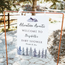 Adventure Winter Trees Baby Dusche Willkommen