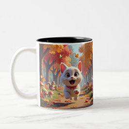 Adventure with Every Sip Cat Mug Zweifarbige Tasse