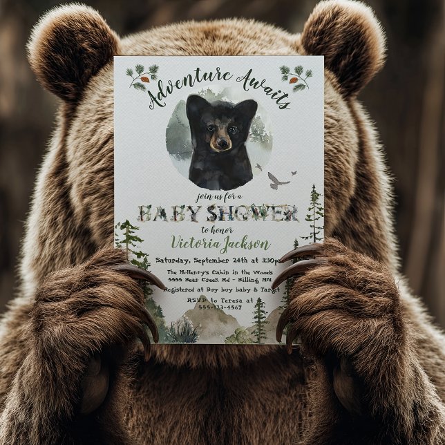 Adventure Woodland Baby Bear forest Baby Show Einladung (Von Creator hochgeladen)