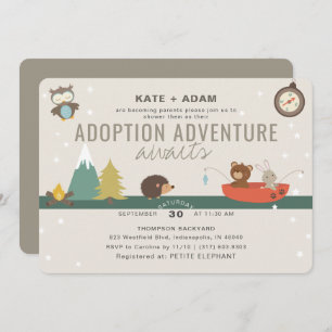 Adventure Woodland Neutral Adoption Baby Shower Einladung